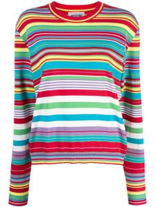 MOSCHINO JEANS stripe-pattern logo-patch jumper - Rouge