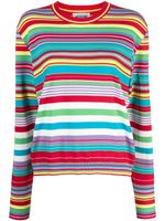 MOSCHINO JEANS stripe-pattern logo-patch jumper - Rouge - thumbnail