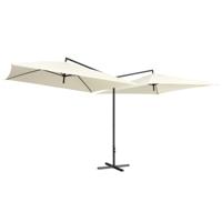 VidaXL Parasol dubbel met stalen paal 250x250 cm zandwit - thumbnail