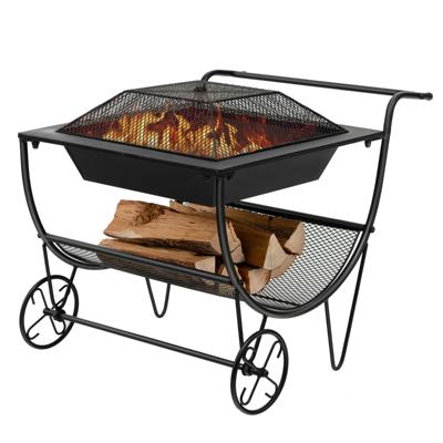 U-Vormig Brandhoutrek Metaal Brandhoutrek 75,5 x 58,5 x 56,5 cm Zwart