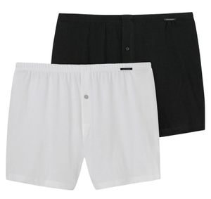 Schiesser Boxer Jersey 2-pack wit-zwart