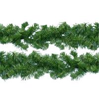 Dennenslinger/dennen guirlande - 2x - groen - 270 x 9,5 cm - PVC - 180 tips