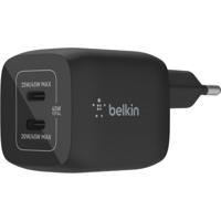 Belkin boostcharge pro 2-poorts usb-c gan-wandlader met pps (45 w) (zwart)