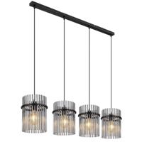 Globo Zwarte hanglampGorley met smoke glas 4-lichts - 15698-4H