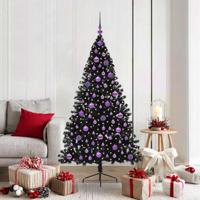 VidaXL Kunstmatig voorverlicht kerstboom met 300 led zwart 180 cm pvc