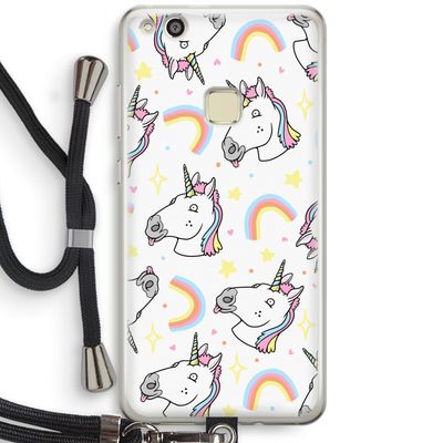 Rainbow Unicorn: Huawei Ascend P10 Lite Transparant Hoesje met koord