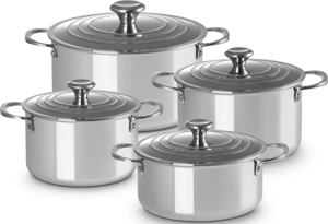 Le Creuset Pannenset Signature - RVS - Inductie - 4 kookpannen met deksels - 4 Delig