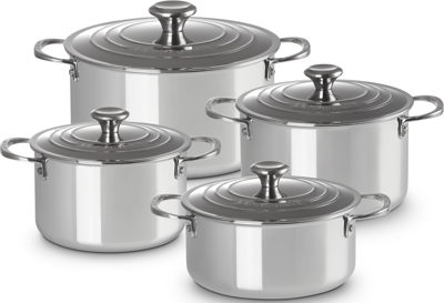 Le Creuset Pannenset Signature - RVS - Inductie - 4 kookpannen met deksels - 4 Delig