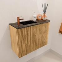 Toiletmeubel Mondiaz Joya Dlux | 61.6 cm | Meubelkleur Oak | Faye wastafel Lava Wasbak Links | 1 kraangat