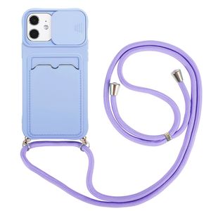 iPhone 14 Pro Max hoesje - Backcover - Koord - Pasjeshouder - Portemonnee - TPU - Paars