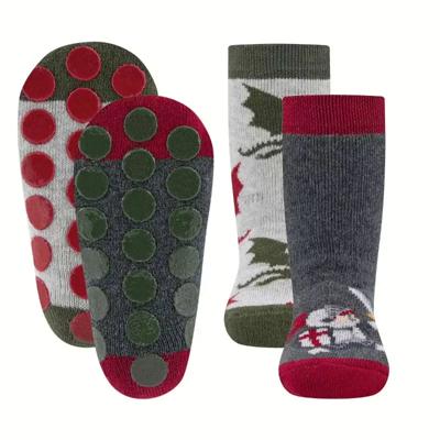 Ewers antislip sokken 2-pack Ridder Draak Grijs-31-34