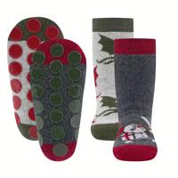 Ewers antislip sokken 2-pack Ridder Draak Grijs-31-34