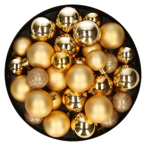 Kerstballen - 30x st - goud - 4, 5, 6 cm - kunststof - mat-glans-glitter