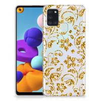Samsung Galaxy A21s | TPU Case | Gouden Bloemen