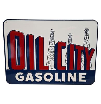 Oil City Gasoline Stalen Bord Met Relief - 50 x 35cm