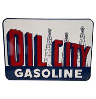 Oil City Gasoline Stalen Bord Met Relief - 50 x 35cm