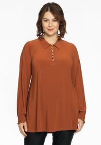 Yoek Tuniek flare met kraag | Bruin | Maat 54/56