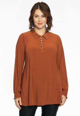 Yoek Tuniek flare met kraag | Bruin | Maat 38/40
