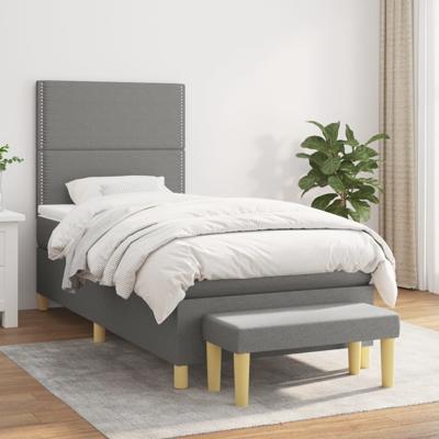 Boxspring met matras stof donkergrijs 100x200 cm