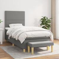 Boxspring met matras stof donkergrijs 100x200 cm