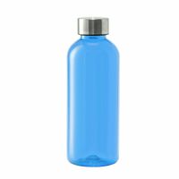 Kunststof waterfles/drinkfles/sportfles - blauw transparant - met RVS dop - 600 ml