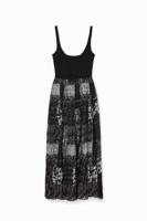Gecombineerde geplisseerde midi-jurk - BLACK - S
