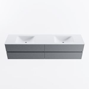 MONDIAZ VICA 200cm badmeubel onderkast Plata 4 lades. Wastafel CLOUD dubbel 2 kraangaten, kleur Talc.