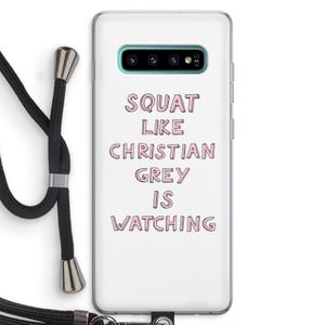 Christian Grey: Samsung Galaxy S10 Plus Transparant Hoesje met koord