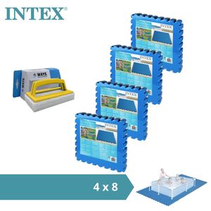 Intex - Zwembadtegels - 4 verpakkingen van 8 tegels - 8m² & WAYS scrubborstel