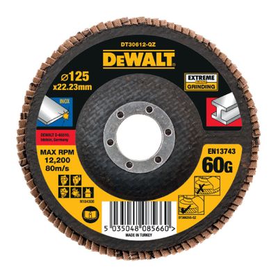 DeWalt Accessoires Lamellen schuurschijf EXTREME 125x22.2mm 60G - DT30612-QZ - 1 stuk - DT30612-QZ