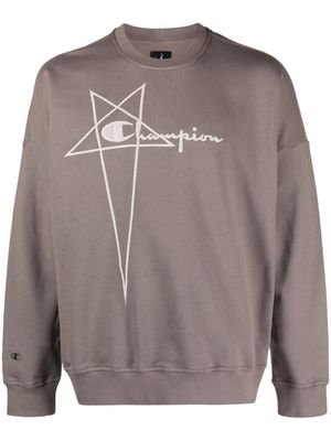 Rick Owens X Champion pull en coton biologique à broderies - Tons neutres
