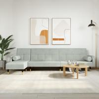 Slaapbank L-vormig 271x140x70 cm fluweel lichtgrijs