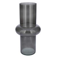 Bloemenvaas - grijs - transparant gerecycled glas - D15 x H31 cm