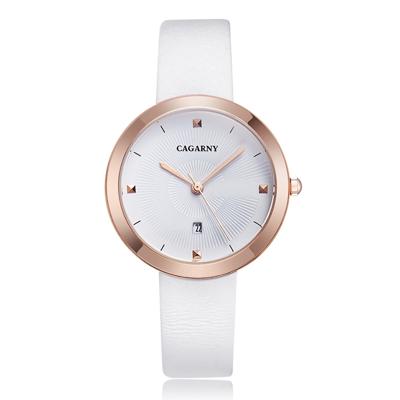 CAGARNY 6871 Fashion Life waterdichte gouden shell stalen band quartz horloge (wit)