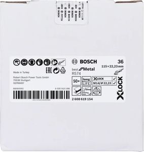 Bosch Accessoires X-LOCK Fiberschijf, 115mm, G 36, R574, Best for Metal - 50 stuk(s) - 2608619154