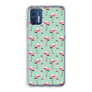 Flamingoprint groen: Motorola Moto G9 Plus Transparant Hoesje