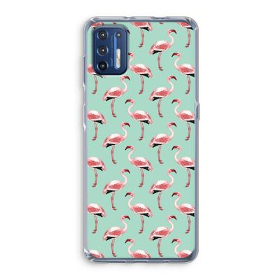 Flamingoprint groen: Motorola Moto G9 Plus Transparant Hoesje