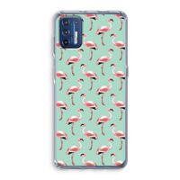 Flamingoprint groen: Motorola Moto G9 Plus Transparant Hoesje