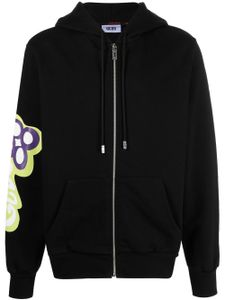 GCDS hoodie zippé à imprimé graphique - Noir