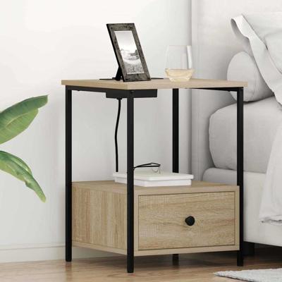 Nachtkastje met Oplaadstation 2 pcs Sonoma eiken Bewerkt hout