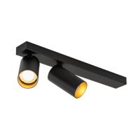 SLV 2-lichts opbouwspotKami Double zwart met goud - 1007729