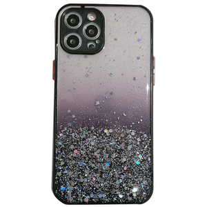 iPhone 12 Pro Max hoesje - Backcover - Camerabescherming - Glitter - TPU - Zwart
