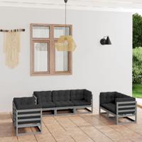 7-delige Loungeset met kussens massief grenenhout
