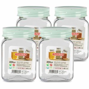 Voorraadpot/bewaarpot - 4x - 400 ml - kunststof - mint groen - B7 x H11 cm