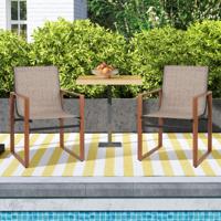 Set van 2 Eetstoelen voor Buiten Terrasstoel Ademende Zitting en Rugleuning Metalen Frame Stoffen Stoel voor Tuin Veranda Zwembad