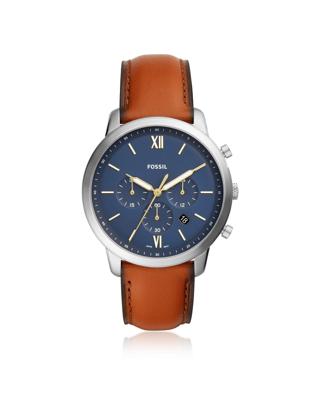 Fossil Heren Neutra chronograaf bruin lederen horloge FS5453