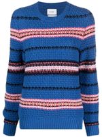 Barrie striped crochet-knit cashmere jumper - Bleu