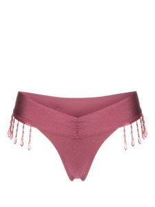 Frankies Bikinis bas de bikini à ornements de perles - Rose