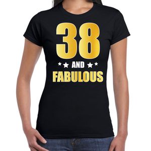 38 and fabulous verjaardag cadeau t-shirt / shirt goud 38 jaar zwart voor dames