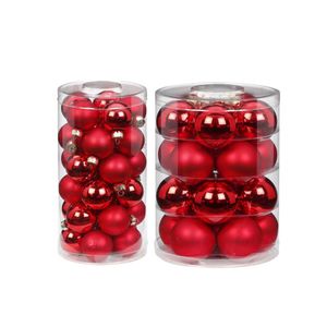 50x stuks glazen kerstballen rood mix 4 en 6 cm glans en mat - Kerstbal